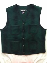 Vest SCHOTT NYC Wool Plaid Mackinaw XL Green Plaid Vintage Style - $89.09