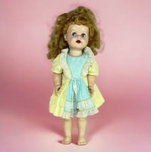 Vintage Ideal Saucy Walker 22” Doll 1950s Hard Plastic Flirty Eyes Yellow Dress - £37.38 GBP