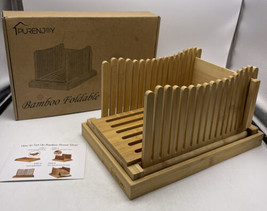 PURENJOY Bread Slicer Bamboo Foldable Wood Miter Adjustable Baking Origi... - $19.20