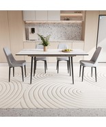 Expandable Dining Table Set for 2-6 | PU Chairs | Black Metal Legs - $767.01 CAD