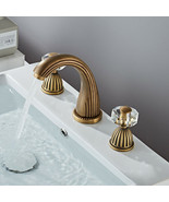  Antique 3 Holes Widespread bathroom Sink Faucet Crystal Handles Mixer t... - £85.27 GBP