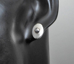 Silver Oval Dome Stud Earrings, 925 Sterling Silver, Modern Silver Post Earrings - £27.87 GBP