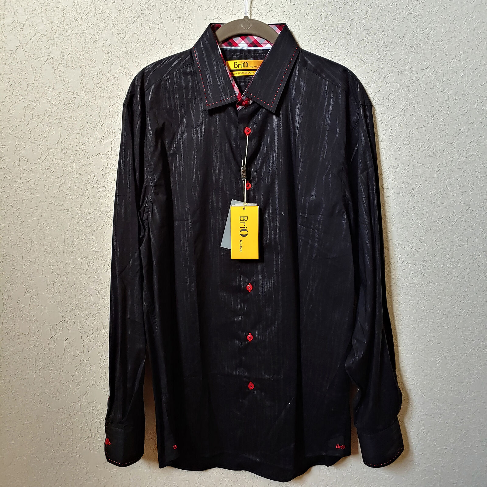 Brio Milano  Black Long sleeve Button down Casual Shirt Size Medium New ... - $95.00