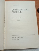 by V. Alexeyev, Mir Publishers Moscow Quantitative Analysis  1969, Hardc... - £26.37 GBP
