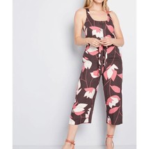 ModCloth Brown Pink Floral Brightest Idea Cropped Jumpsuit NWT Medium - $44.54