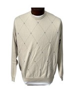 Izod Argyle Diamond Sweater Pullover Crewneck Tan Cotton Mens Size Large... - £10.44 GBP