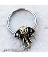 316L Stainless Steel Antique Bronze Plated Elephant Snap-in Captive Bead... - £14.03 GBP