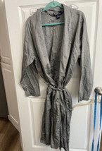 VTG Polo Ralph Lauren Dark Grey Long Cotton Robe S/M Polo Horse Men’s Collar Tie - £19.32 GBP