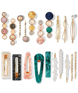 20 PCS Macaron Pearl Acrylic Resin Fashion Hair Clips Set, Cute Hair Bar... - $241.84 MXN