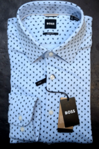 Hugo Boss Men&#39;s HAL Kent Casual Fit Pastel Blue Jersey Cotton Dress Shirt 38 15 - £56.97 GBP