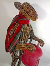 Rustic Wood Art Reindeer HUGE 3&#39;FT Sculpture Metal Drum Deer Wooden Figu... - £318.94 GBP