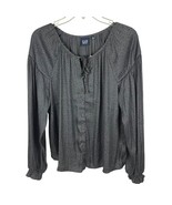 Gap Gray Leopard-Print Blouse Tie-Neck Scoop-Neck Sz. M NWT - €18,58 EUR