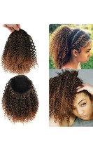 Short Ponytail Wig Afro Kinky Mix Brown - £9.16 GBP