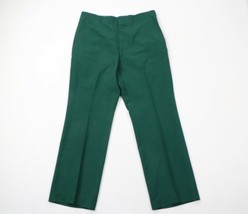 Vtg 70s Rockabilly Mens 34x30 Knit Wide Leg Bell Bottom Chinos Pants Green USA - £81.79 GBP