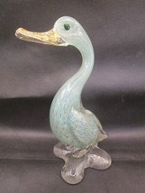 Barbini Murano Style Blown Glass  Duck Sculpture White W/ Gold Dust &amp; Bubbles - £86.13 GBP
