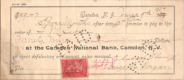 1900 Camden NJ National Check Signed Elwood Thompson George C Morgan New... - $15.12