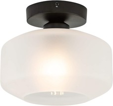 Tehenoo Industrial Ceiling Light Fixture With Frosted Glass Shade,Black, Passway - £38.36 GBP