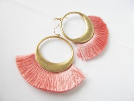 Pink, Tassel earrings, Gold tone Tassel earrings, Tassel, dangle earrings, lace  - £14.38 GBP