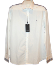 Avva Men&#39;s White Striped Blue Trim Dress Casual Cotton Shirt Size 2XL - $45.49