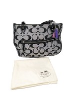 Coach Black Silver Signature Print Purple Interior Large Shoulder Bag 13... - $40.92