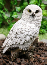 Ebros Snowy Tundra White Owl Perching On Tree Branch Statue 6.5&quot;Tall Fig... - £23.91 GBP