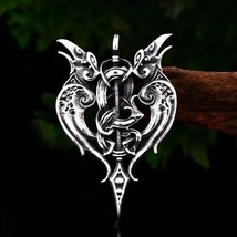 Odins Spear Ravens Viking Necklace Stainless Steel Huginn Muninn Gungnir Pendant - £21.34 GBP