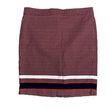 Tommy Hilfiger Mini Pencil Skirt 6 Red Chevron Stripe Stretch Zip Kick Pleat - £18.36 GBP