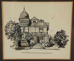 Welty Pen &amp; Ink of a Victorian House - $22.28
