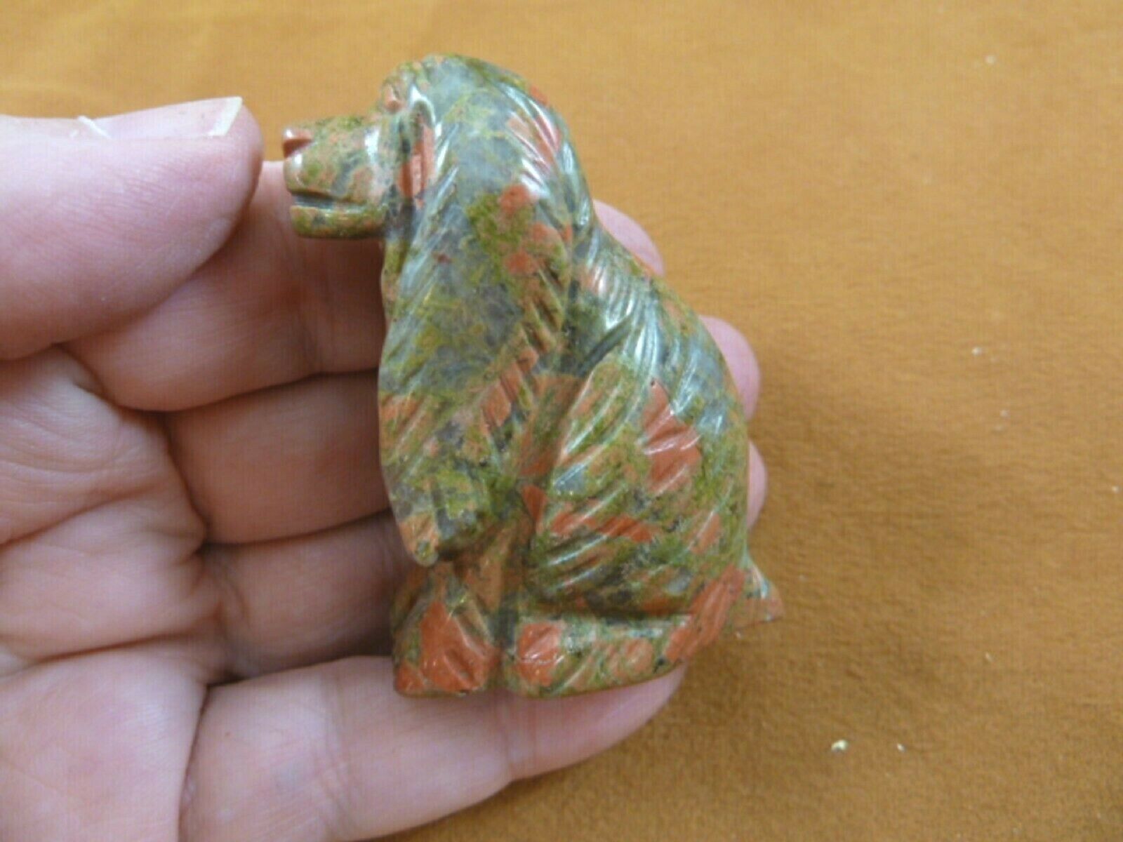 Primary image for (Y-DOG-CS-710) green COCKER SPANIEL dog gemstone figurine gem stone carving dogs