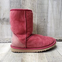 UGG Boots Women&#39;s 6 Classic Short II Muted Red Wine Fur Lined Boots Wint... - $29.65