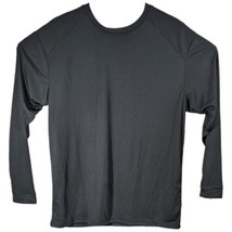 Solid Black Long Sleeve Workout Shirt Size L Large Polyester Crew Neck Top - £12.49 GBP