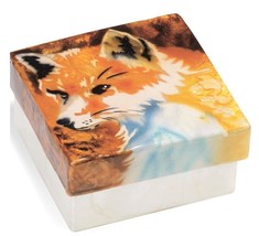 Red Fox Handcrafted Capiz Oyster Shell trinket Box Philippines 3 inch - $16.58