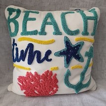 Beach Life Pillow Feather Filled Chenille Accent Bright Multi 18x18 Levtex Home - £19.90 GBP