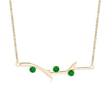 ANGARA Lab-Grown 0.3 Ct Prong-Set Emerald Tree Branch Necklace in 14K Solid Gold - £445.15 GBP