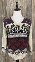 Vintage Woolrich Hand Knit Sweater Men's Large Wool Blend V-Neck Pullover  - $27.72