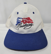 Vintage Mustang KC Cap Hat White Blue Brim Ford Mustang Flag America 4th... - $29.95