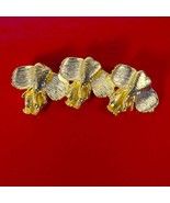 Vintage Gold Tone Metal Elephant Brooch Pin with Rhinestone Eyes - $26.00