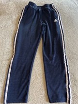 Adidas Boys Navy Blue Heather White Side Stripe Athletc Pants Pockets 14-16 - £11.75 GBP