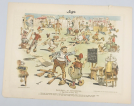 1896 Judge Magazine Baseball In Dutchtown Beer Keg at Every Base Satire Litho - £33.01 GBP