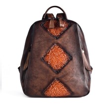 New Women Genuine Leather Backpack High Quality Natural Skin Rucksack Vintage Fe - £108.50 GBP