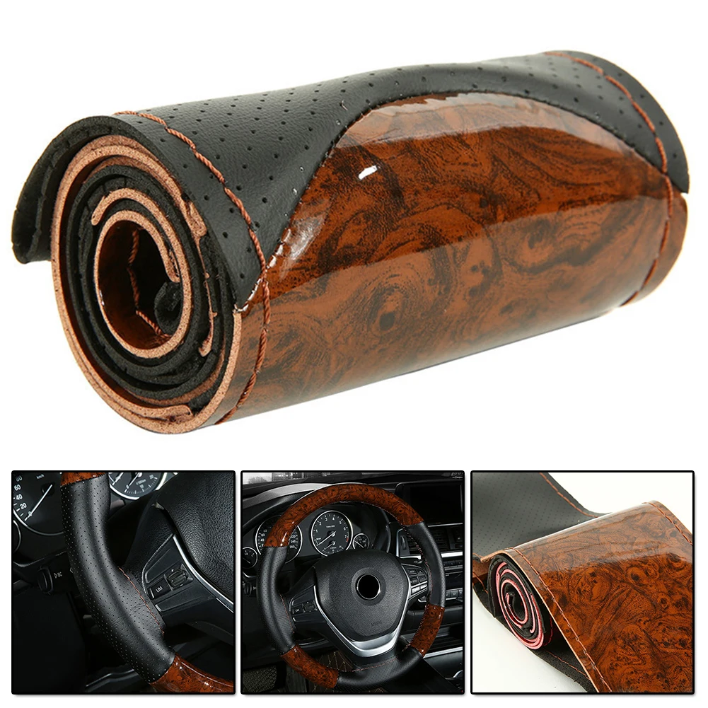 Steering Wheel Cover 37-38cm Non-slip Suede Matte Leather Braiding - £15.40 GBP