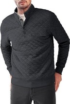 Men&#39;s Quilted Long Sleeve Casual Stand Collar Fleece Pullover Sweatshirt... - $18.40