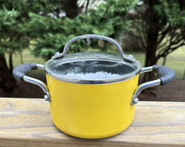 Yellow 1.5 Qt Casserole Dish Non-stick Pot Pan w/Glass Lid Aid Authentic Kitchen - £15.97 GBP