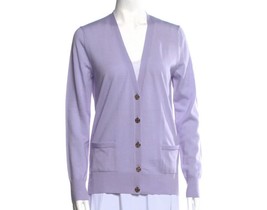 NEW TORY BURCH Women’s Madeline Logo Button Cardigan Sweater Lavender Si... - £132.97 GBP