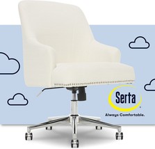 Serta Leighton Home Office Chair With Memory Foam, Height-Adjustable Desk, Ivory - £232.93 GBP