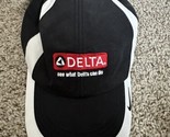 NEW Delta Nike Golf Hat Black &amp; White Embroidered Light Weight Adj Size Cap - $14.01