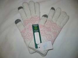 Time And Tru Women&#39;s Snowflake Fair Isle Touch Gloves Thick &amp; Warm White... - £7.41 GBP