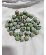 Lot of 41 White Swirl Marbles White Blue Orange Yellow Multicolor Marble... - £12.84 GBP