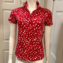 NWT Ladies IBKUL EVELYN Red White Short Sleeve Mock Golf Shirt - S XL & XXL image 3