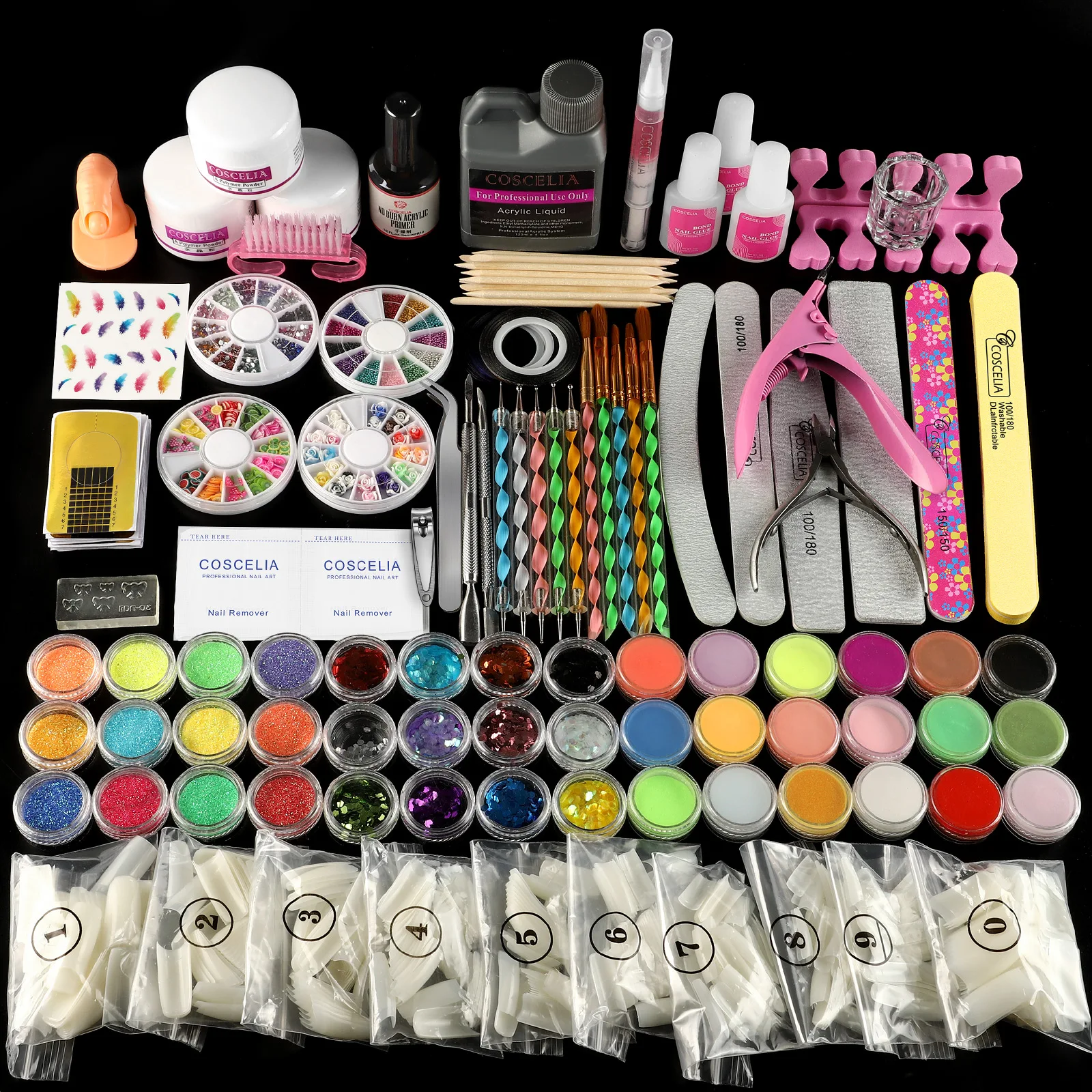 COSCELIA Pro Acrylic Set Full Manicure Kit Acrylic Powder Glitter Liquid... - £34.54 GBP+